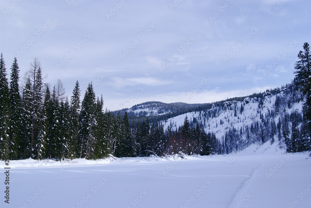 Western Sayan mountains. Ergaky. Siberia. Russia in winter time Western Sayan mountains. Ergaky. Siberia. Russia in winter time
