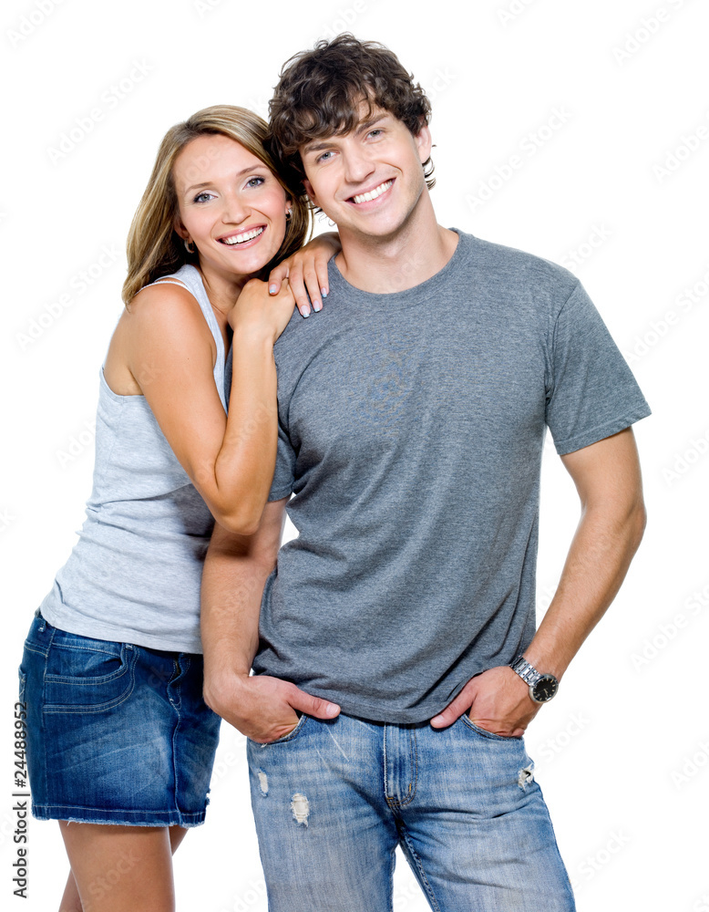 Full portrait of a happy people on a white background Full portrait of a happy people on a white background