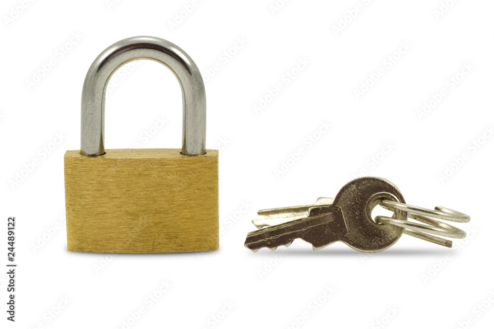padlock and keys isolated on a white background padlock and keys isolated on a white background