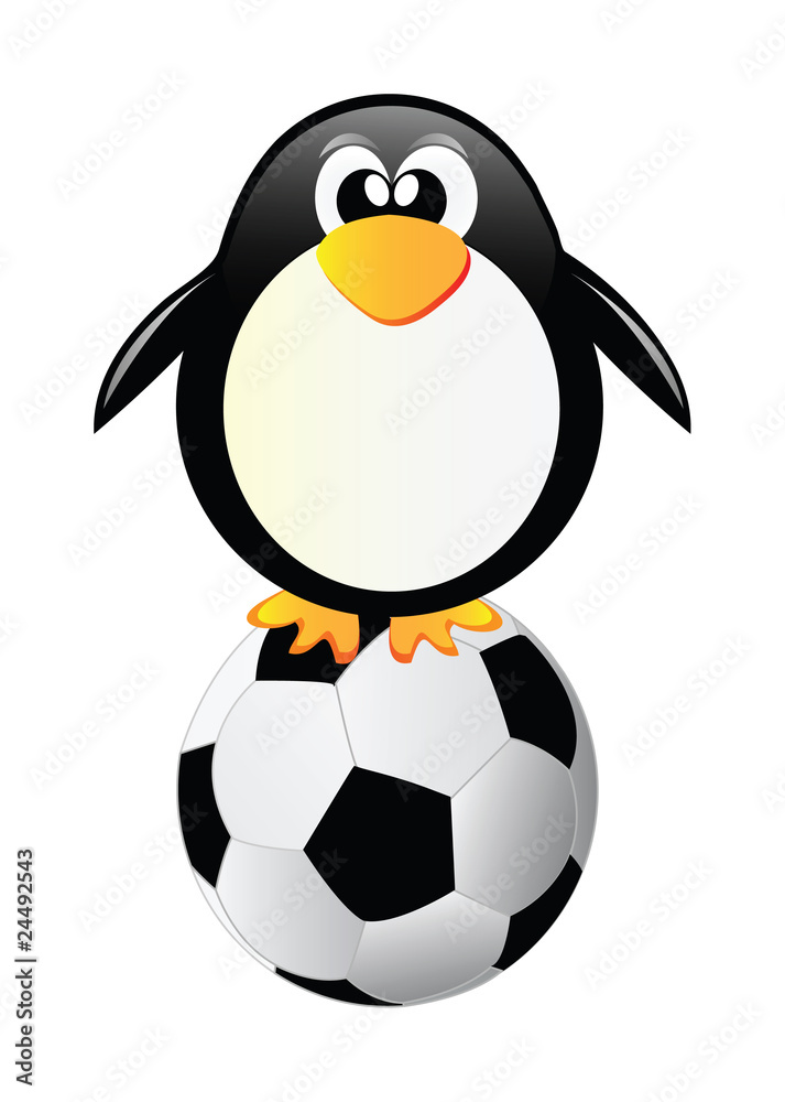 Naklejka premium vector penguin with soccer ball