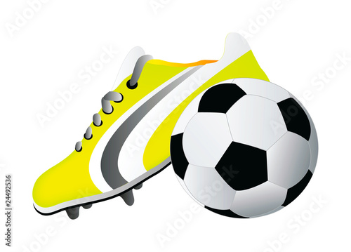 vector soccer shoe and ball