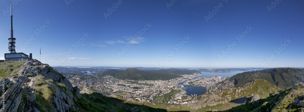 uninterrupted panoramic views of Bergen and the sea, fjords and uninterrupted panoramic views of Bergen and the sea, fjords and