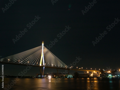 Night scene of Bhumibol Bridge