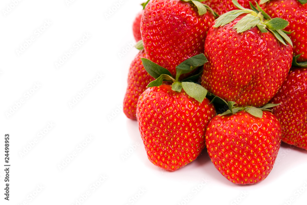 Strawberries isolated over white background, studio shot Strawberries isolated over white background, studio shot
