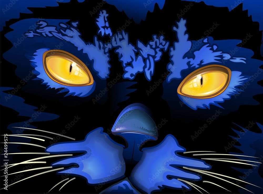 Gatto Nero con Occhi Gialli-Black Cat Face-Vector Stock Vector | Adobe Stock