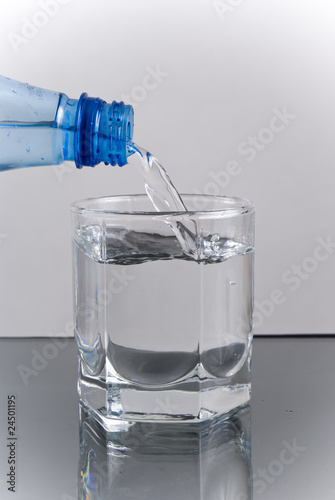 glass of water and bottle