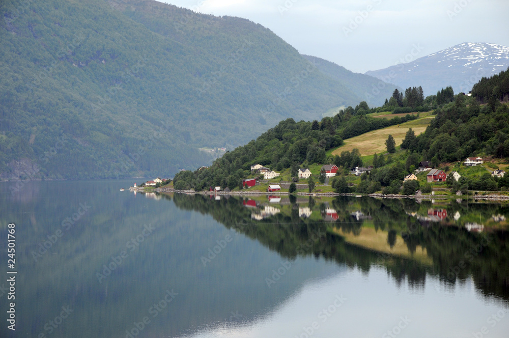 Reflections in Nordfjord from Loen