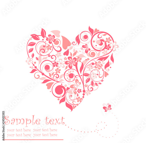 Beautiful greeting floral heart