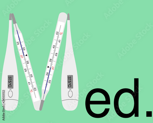 Analoges und Digitales Fieberthermometer als Buchstabe M