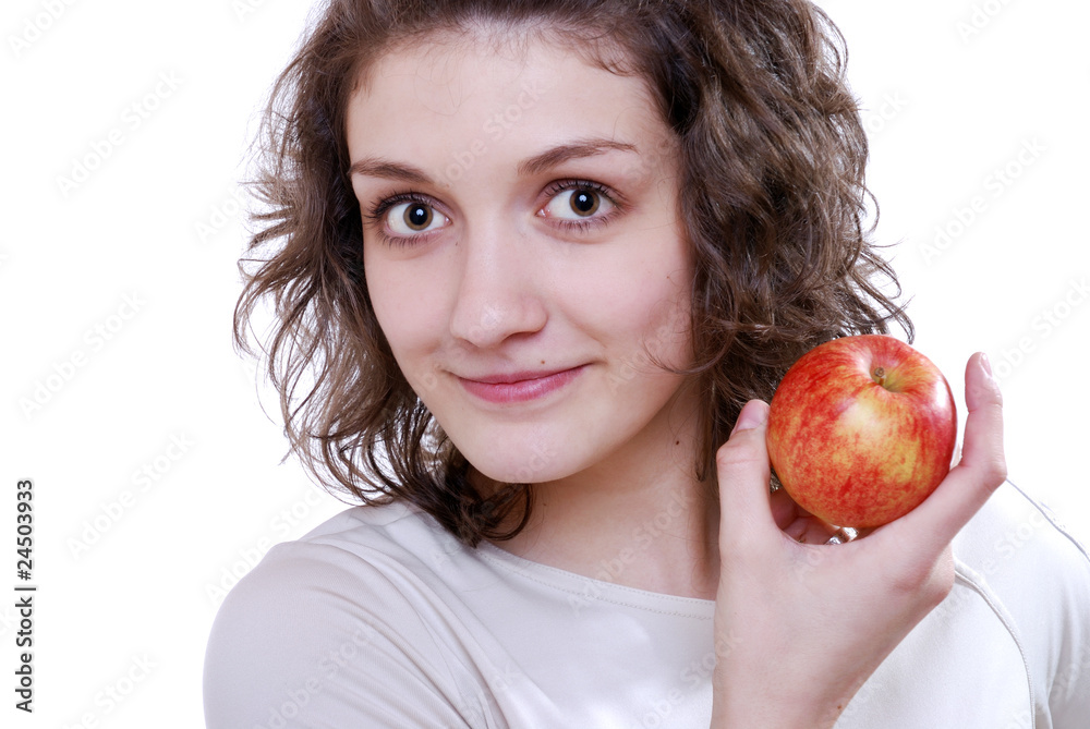 Junge Frau mit Apfel Junge Frau mit Apfel