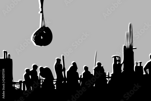 Baustelle mit Bauarbeitern