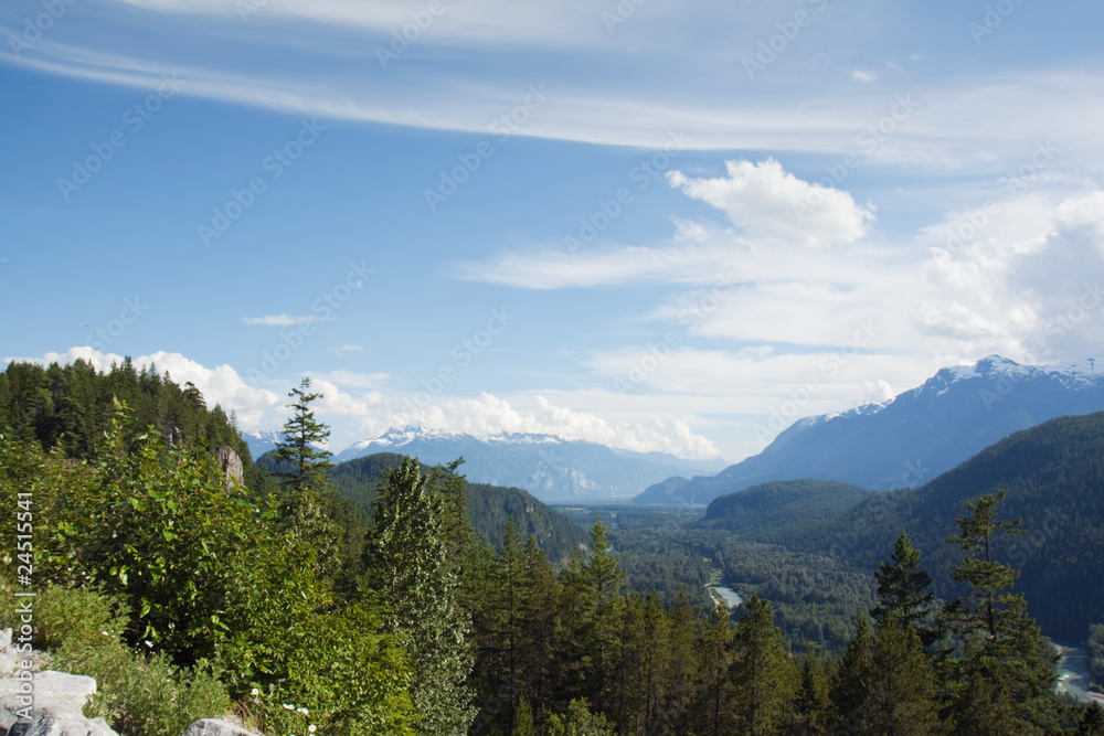 Fototapeta premium View of the Cheakamus River valley, Canada