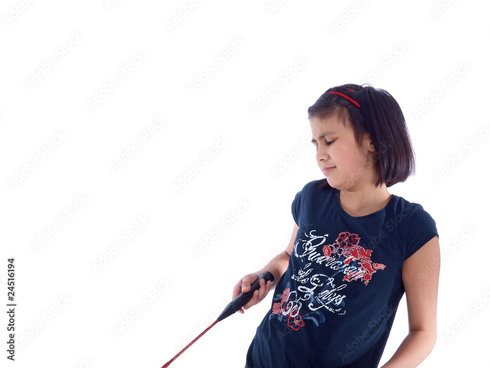 girl playing badminton failed to hit the shuttlecock girl playing badminton failed to hit the shuttlecock