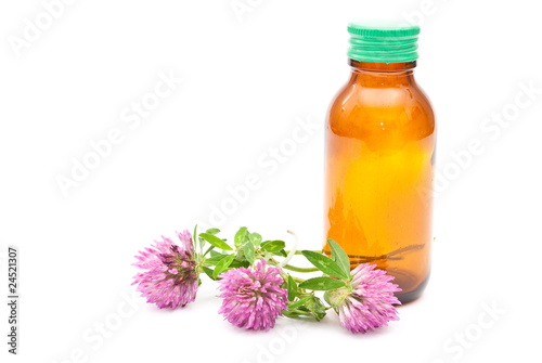 Red clover with bottle