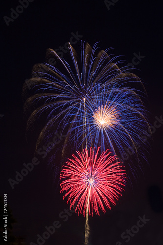 Red, white and blue fireworks vertical