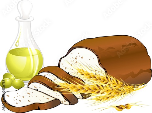 Pane e Olio d'Oliva-Bread and Olive Oil-Vector