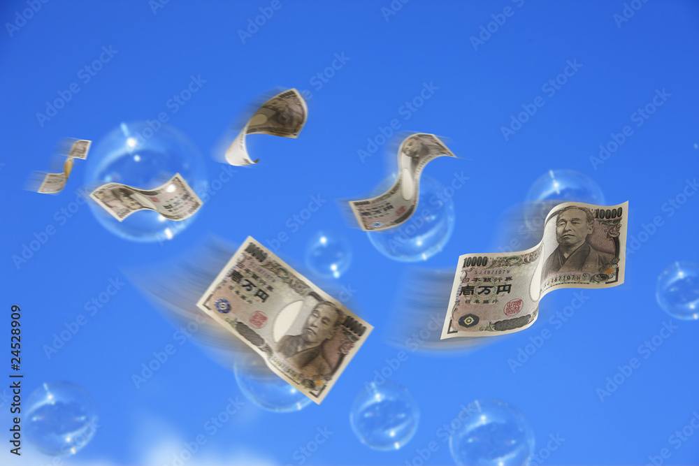 空飛ぶお金 Stock イラスト Adobe Stock