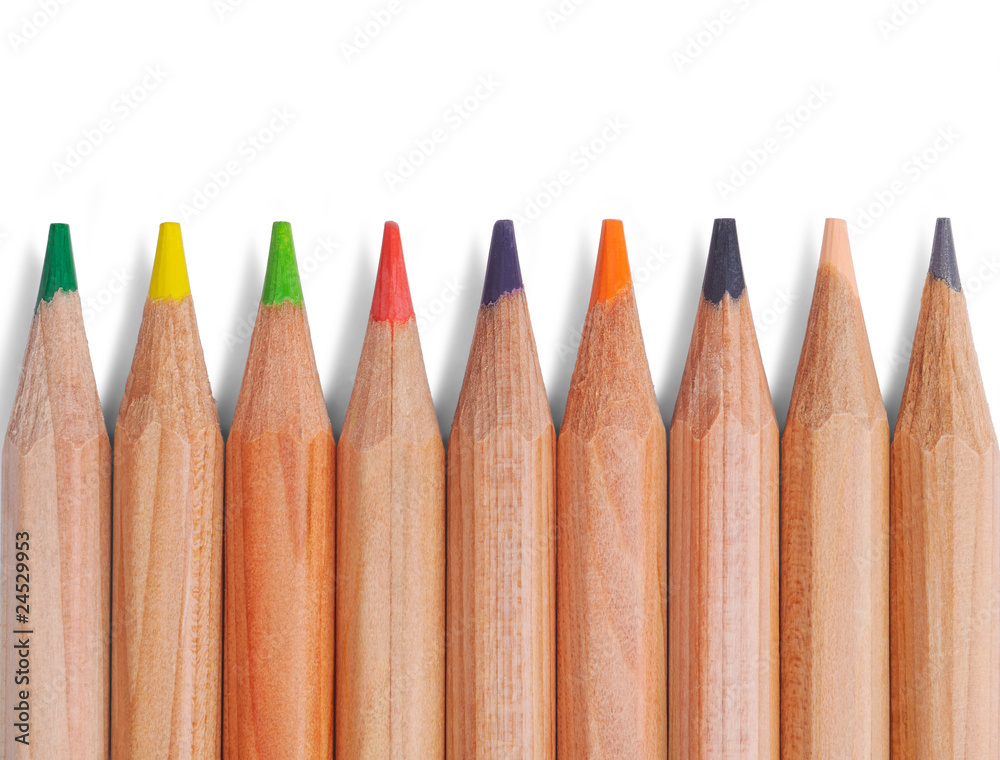 Set of colour pencils on white background Set of colour pencils on white background
