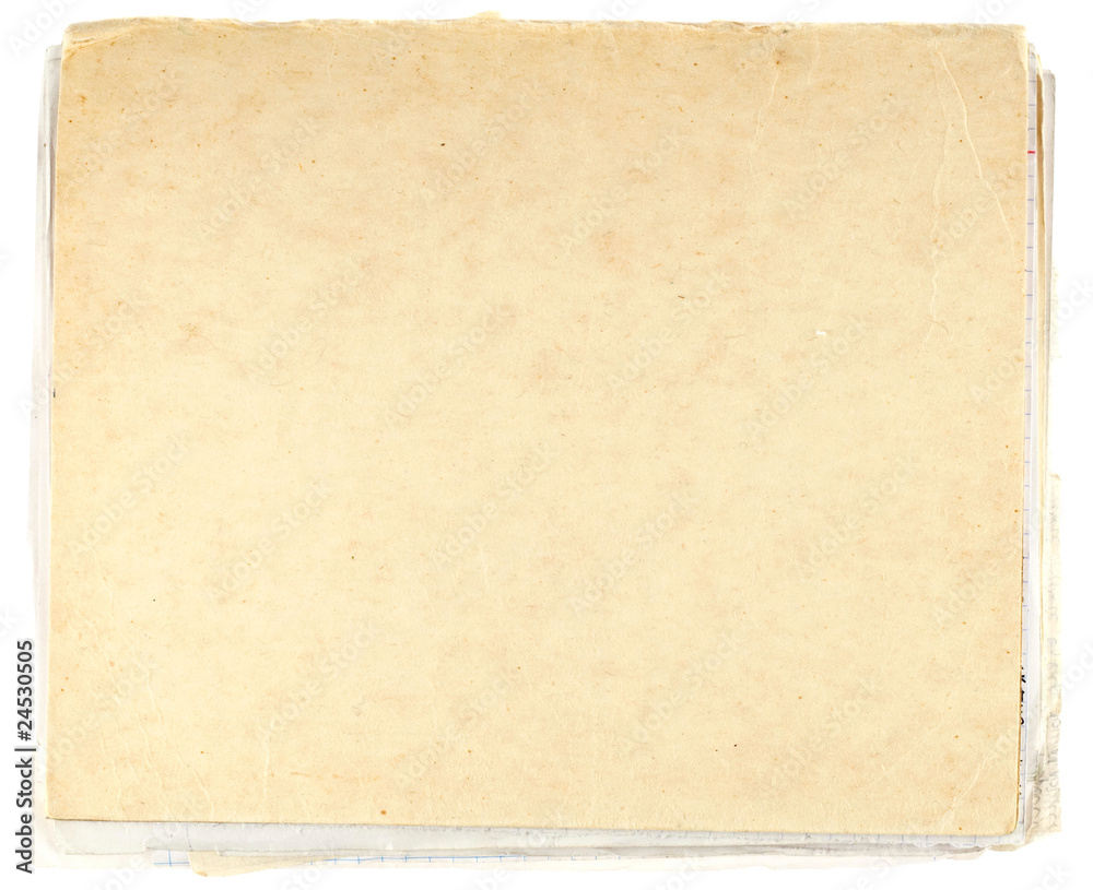 Old grungy cardboard isolated on white