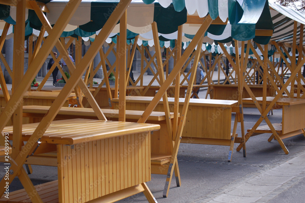 Empty market stalls Stock Photo | Adobe Stock