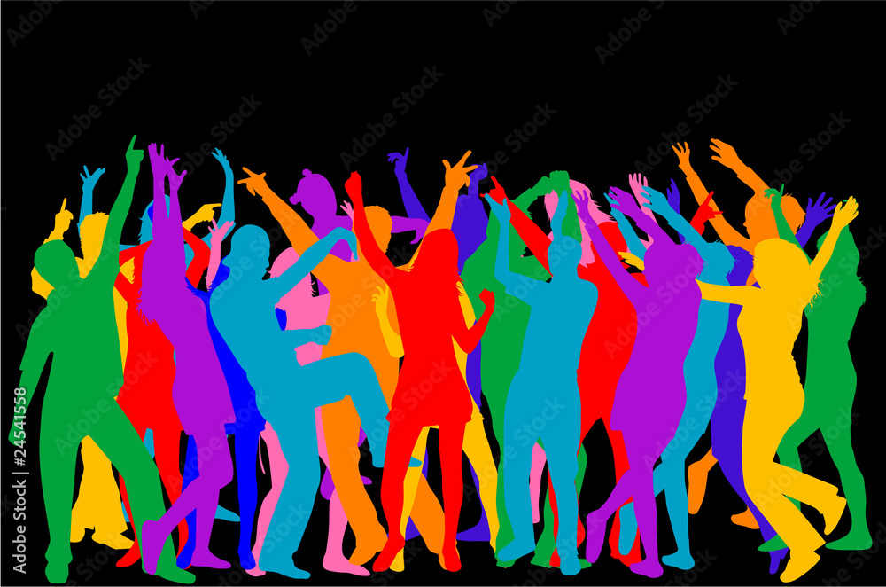 Dancers-colored silhouette vector