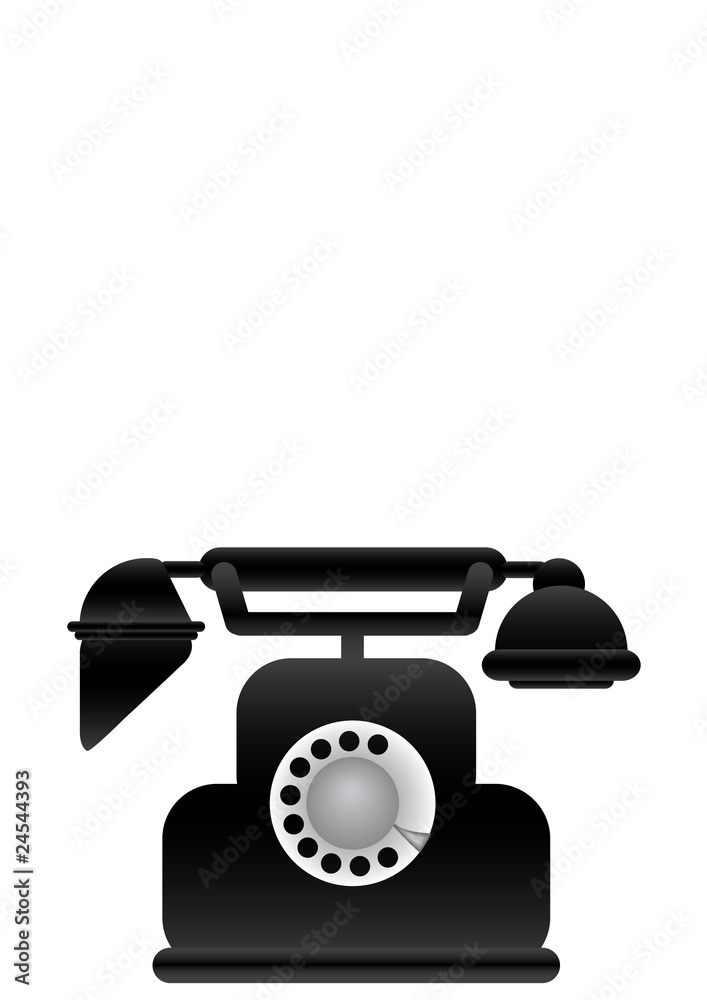 Vector illustration black classical phone Vector illustration black classical phone