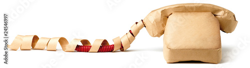 telephone wrapped up in brown paper