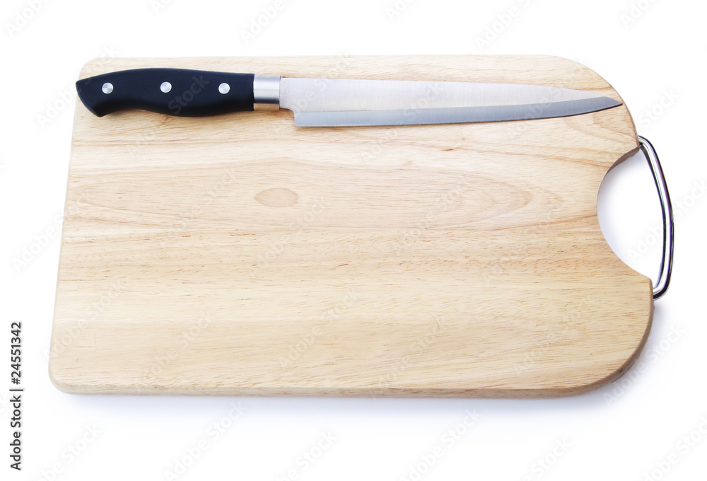 cutting board with a knife
