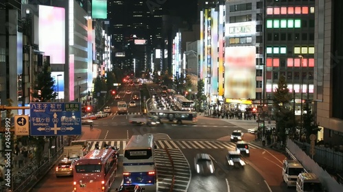 Time lapse Tokyo street scene at night.