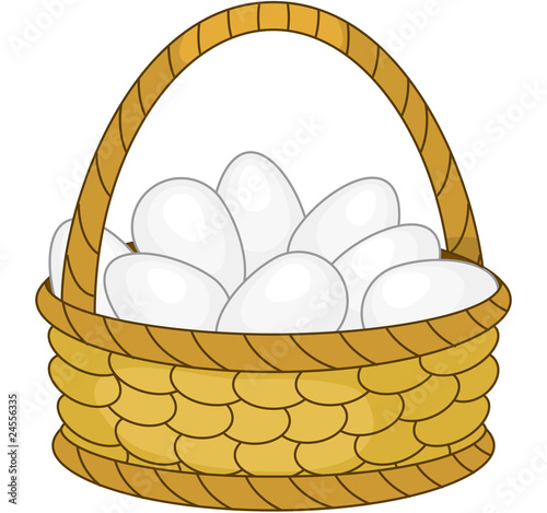 Basket with white eggs