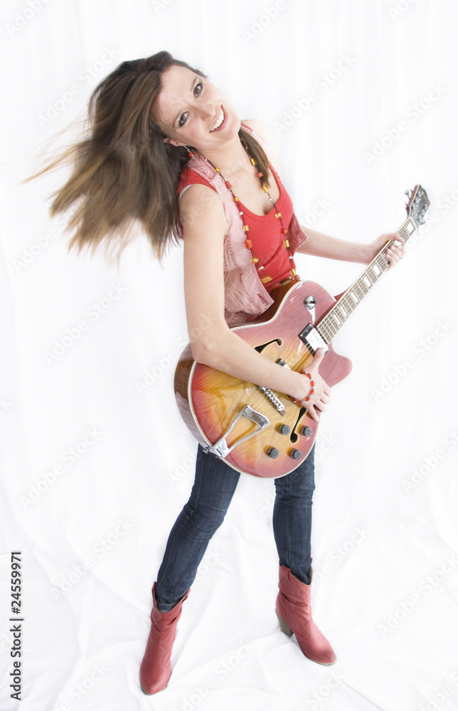 Frau spielt Gitarre Frau spielt Gitarre