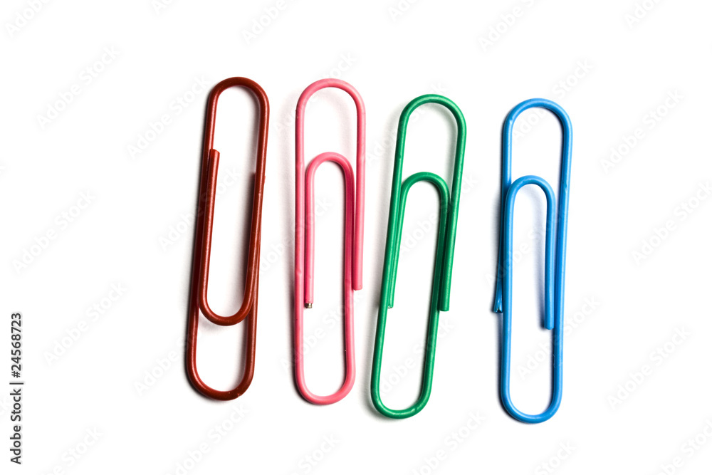 Four multicolored paperclips Four multicolored paperclips