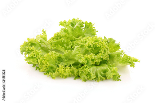 Green lettuce salad isolated on white background
