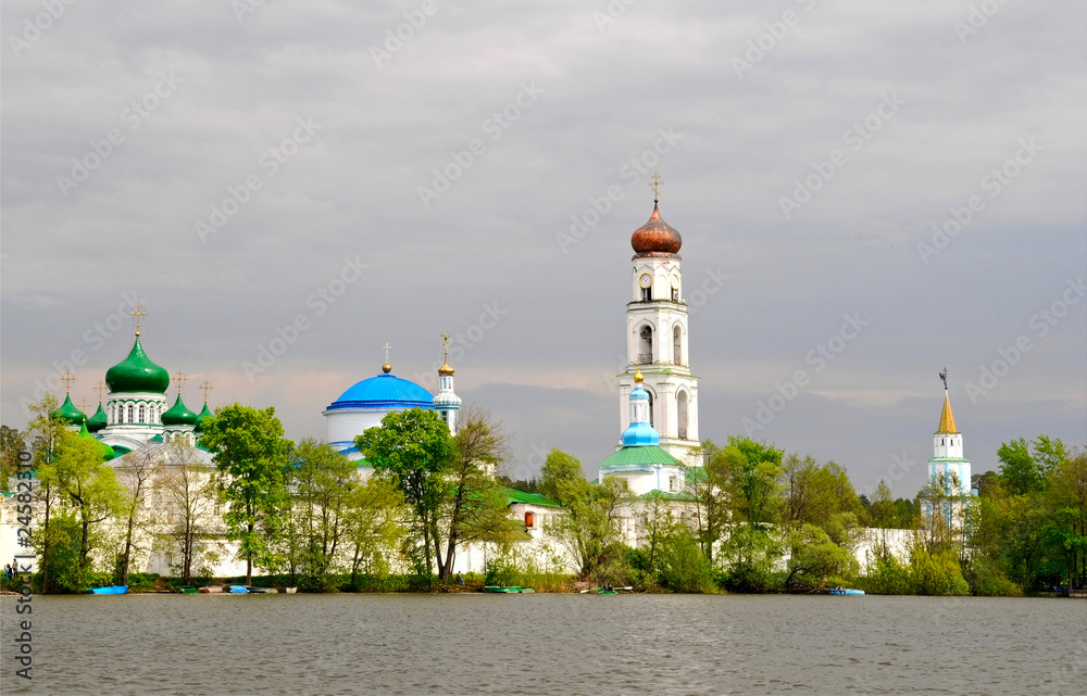 the Virgin Monastery of Raifa before storm, Kazan, Russia