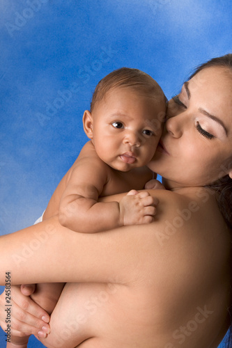 ethnic Latina mother with her baby boy son