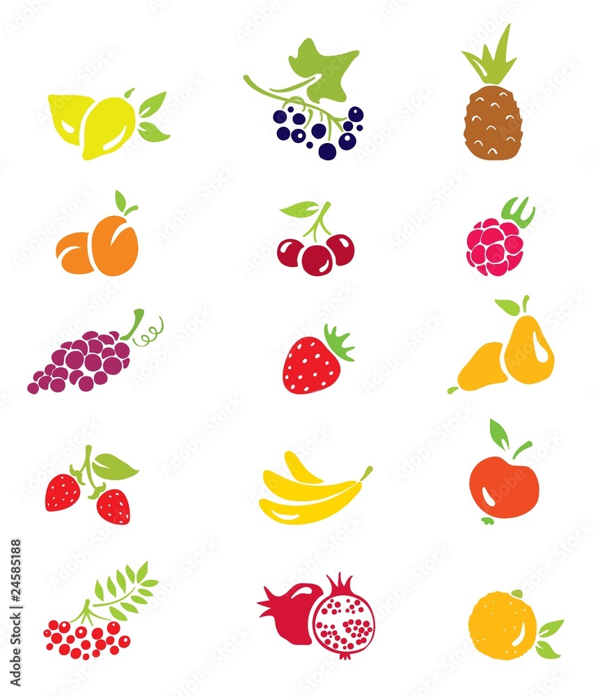 Icons - fruits and berries Icons - fruits and berries