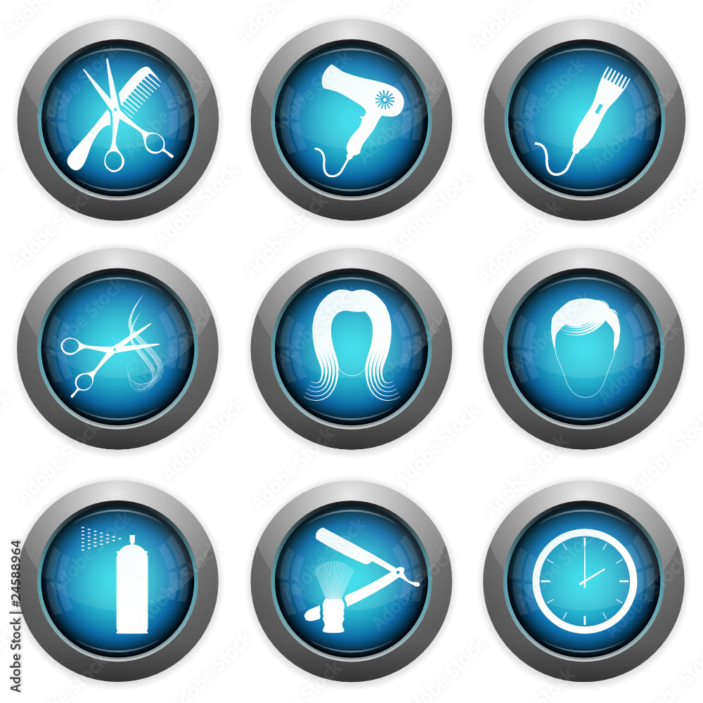 Friseur Symbole - Buttons - Icons - Schaltflächen Friseur Symbole - Buttons - Icons - Schaltflächen
