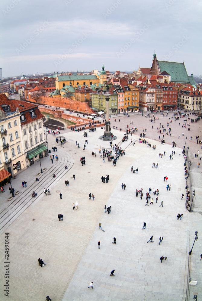 Naklejka premium Warsaw's old town seen from the top of viewing terrace.