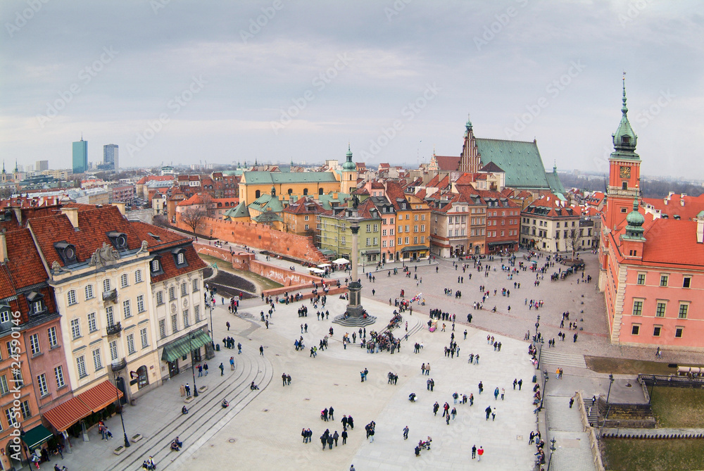 Fototapeta premium Warsaw's old town seen from the top of viewing terrace.