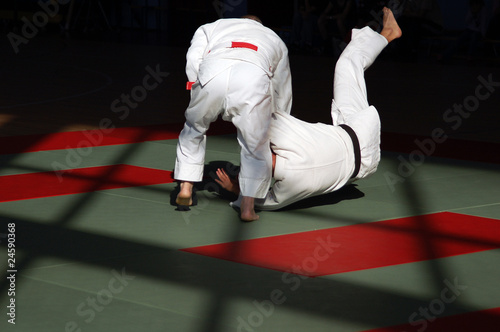 Judo fight. Ogoshi.