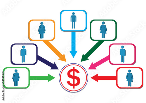 Profit Contribute by Employee Illustration in Vector