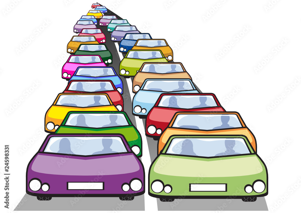 Doppia fila di auto in coda Stock Vector | Adobe Stock