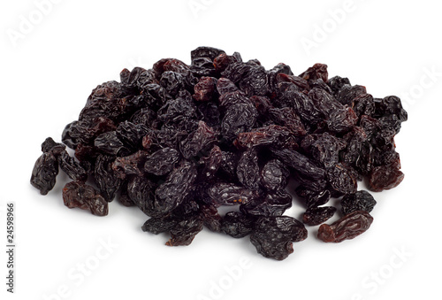 Black raisins isolated