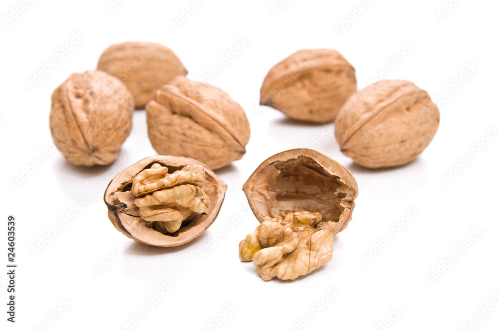 brown walnuts isolated on white background brown walnuts isolated on white background