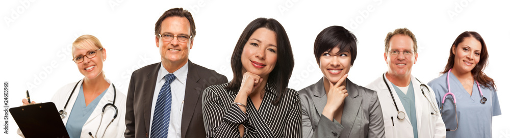 Hispanic Women with Businessman and Male Doctors or Nurses Hispanic Women with Businessman and Male Doctors or Nurses