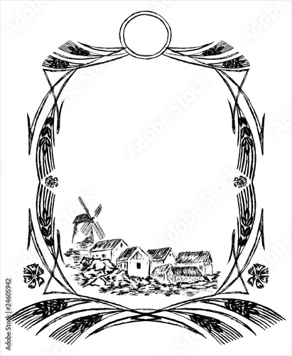 Creative wheat frame mill and village