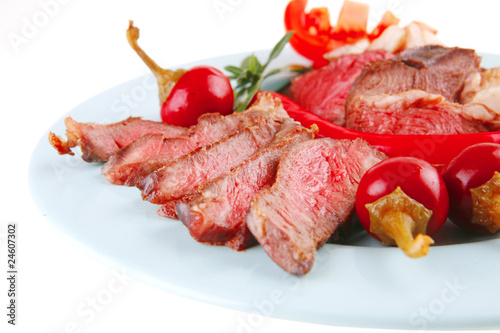 roast meat slices on plate