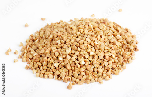 Buckwheat seeds closeup isolated on white
