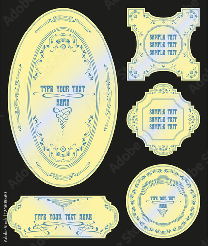 Set of banners in retro style beige with blue