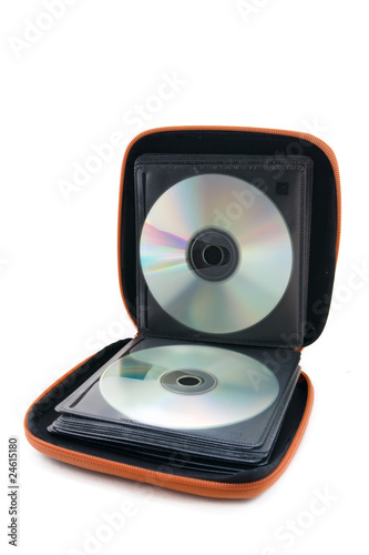 Portable  CD/DVD case on white background